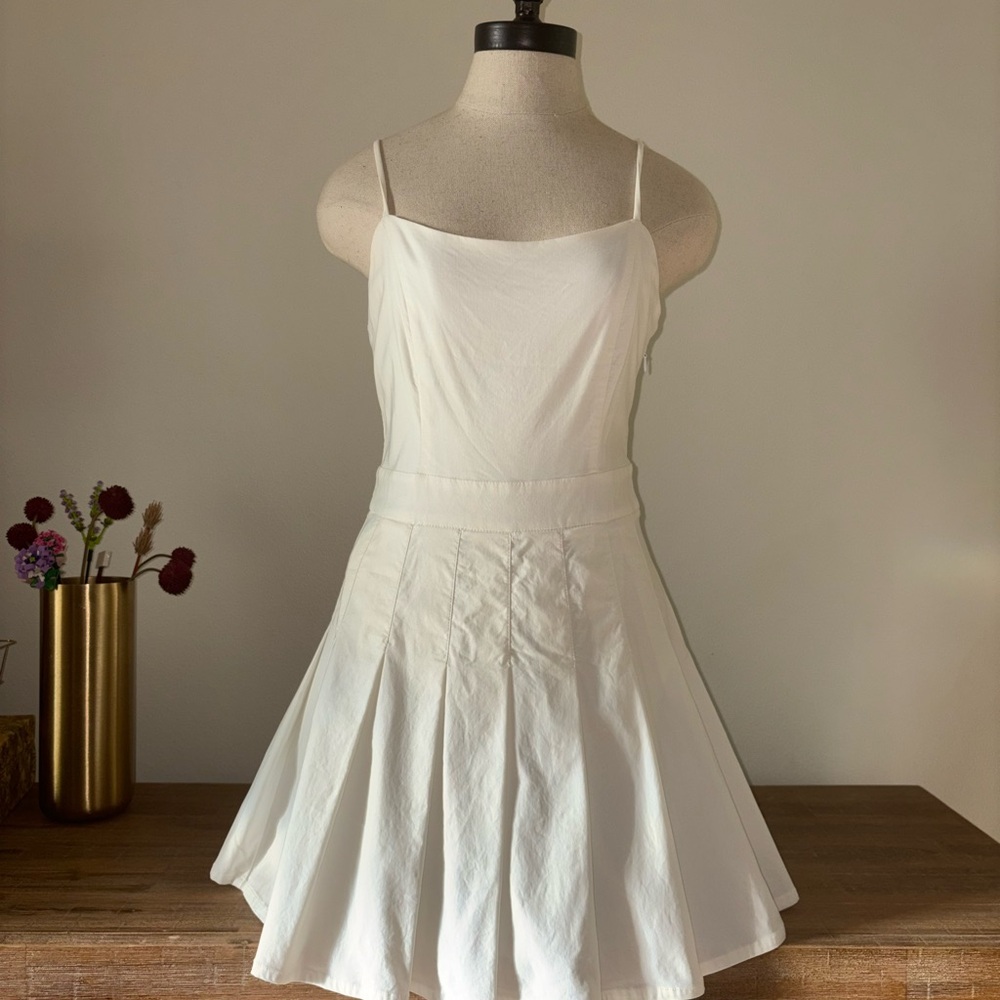 Blue Blush White Spaghetti Strap Mini Dress